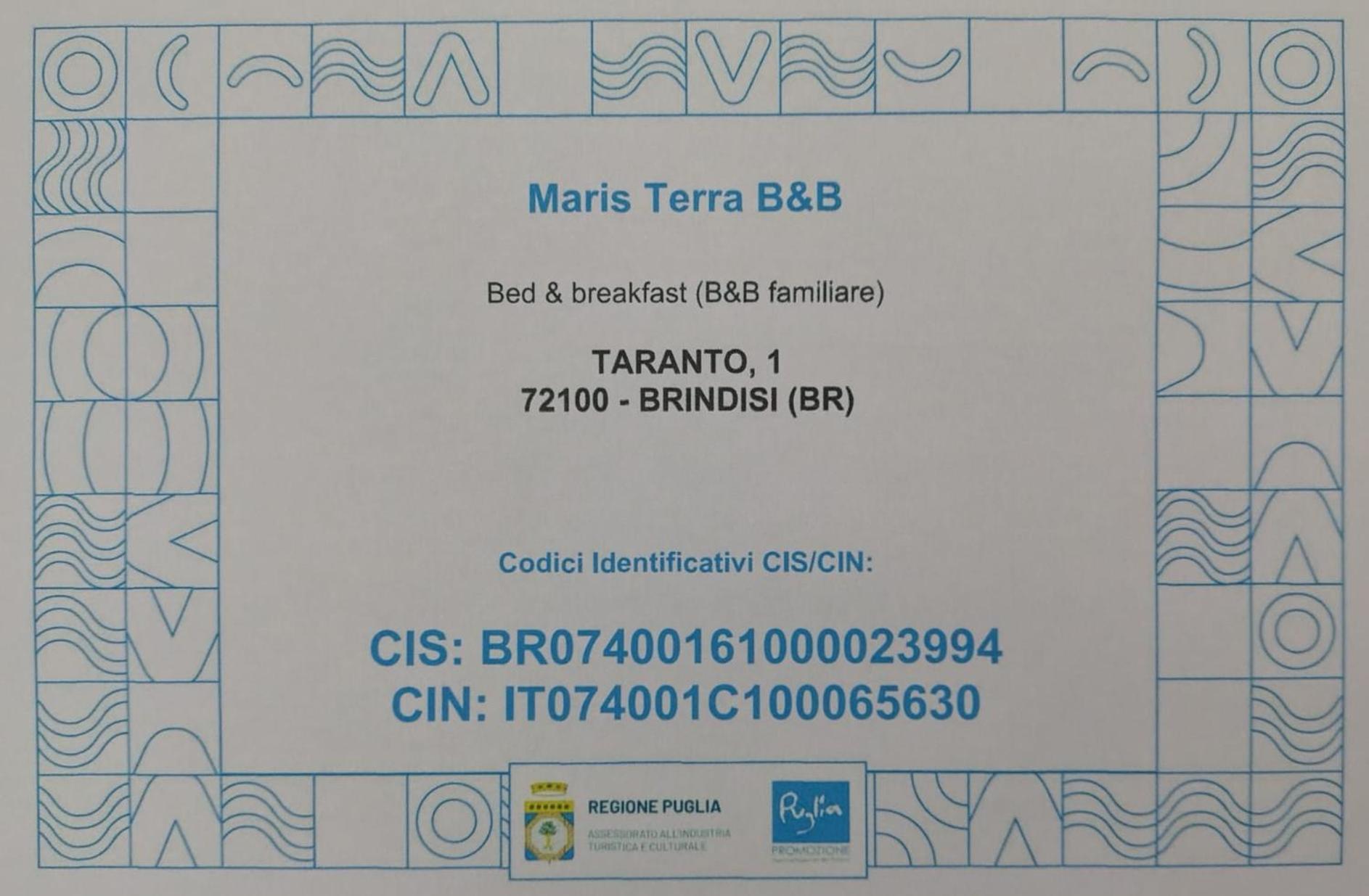 Bed and Breakfast Maris Terra Brindisi Esterno foto